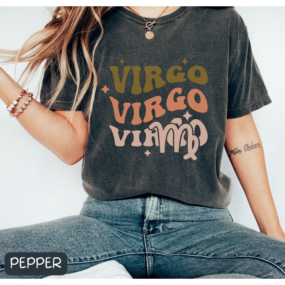 Comfort Colors Zodiac Virgo Retro Tee, Virgo Shirt Trendy Oversized Tee, Vintage Astrology T Shirt, Zodiac Birthday, Gift For Virgo - 1.jpg