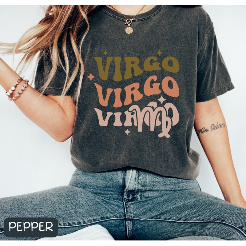 Comfort Colors Zodiac Virgo Retro Tee, Virgo Shirt Trendy Oversized Tee, Vintage Astrology T Shirt, Zodiac Birthday, Gift For Virgo - 1.jpg