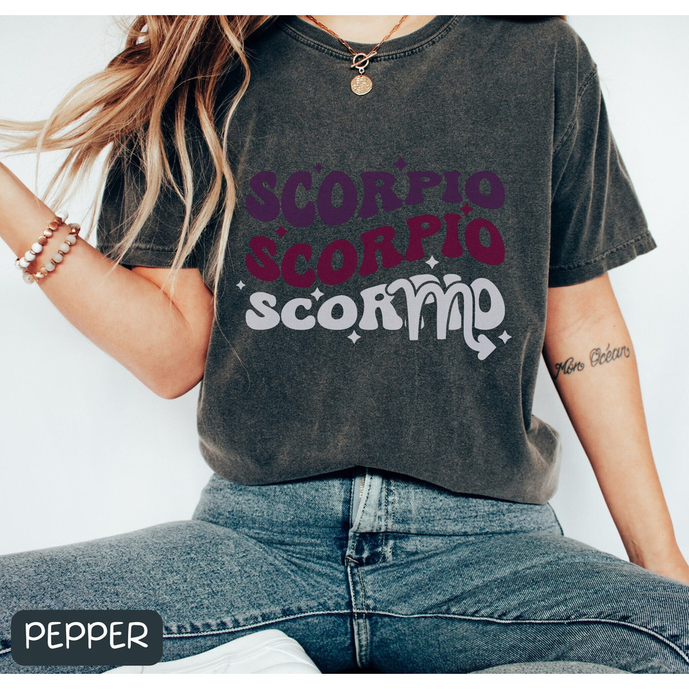 Comfort Colors Zodiac Scorpio Retro Tee, Scorpio Shirt Trendy Oversized Tee, Vintage Astrology T Shirt, Zodiac Birthday, Gift For Scorpio - 2.jpg