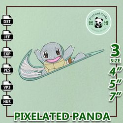 nike squirtle embroidery design file, pokemon anime embroidery design, machine embroidery design file, instant download