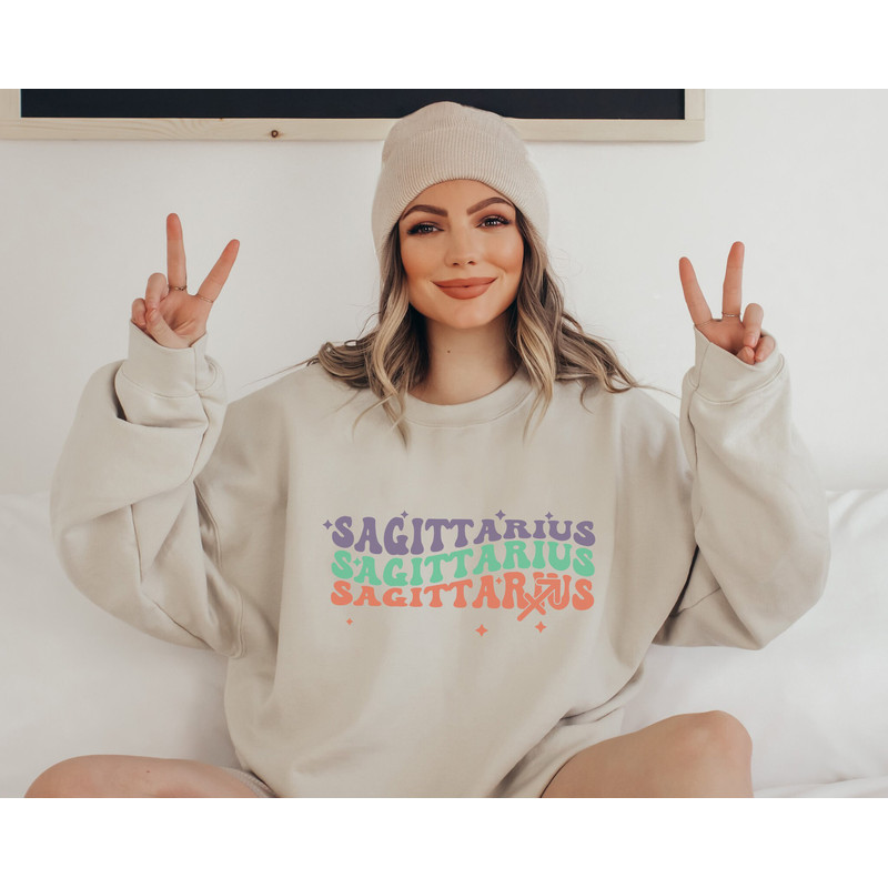Retro Zodiac Horoscope Sweatshirt, Vintage Sagittarius Sweatshirt, Zodiac Sign Sagittarius Sweater, Astrology Birthday Gift, Gift For Sag - 1.jpg