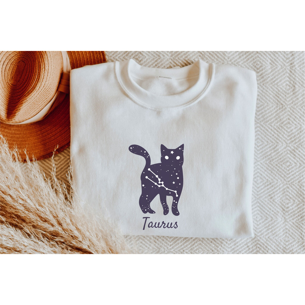 Zodiac Horoscope Cat Mom Sweatshirt, Zodiac Sign Taurus Sweater, Astrology Birthday Gift, Gift For Taurus, Taurus Cat Mama Shirt, Fur Mama - 1.jpg
