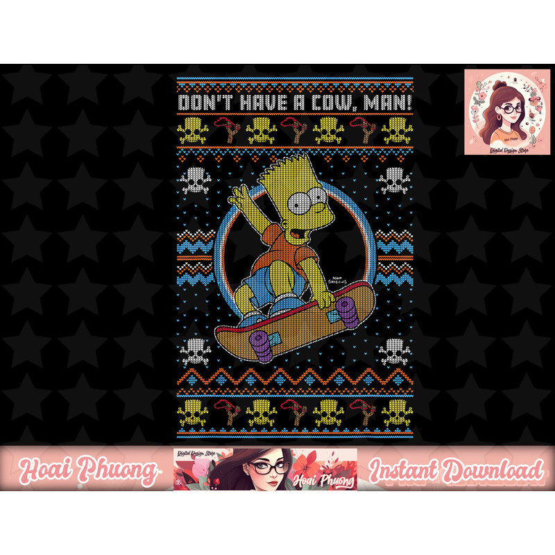 The Simpsons Christmas Bart Don t Have A Cow Ugly Sweater png, instant download.jpg
