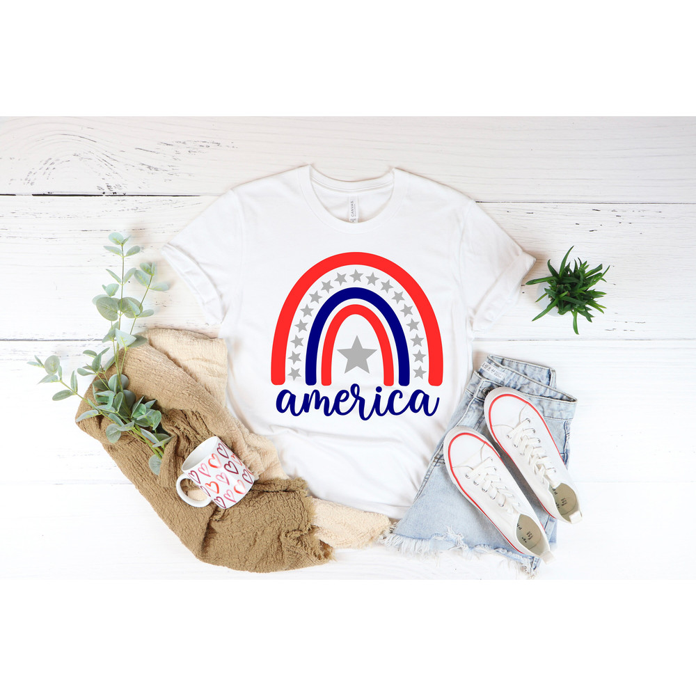 4th of July Rainbow America Shirt, 4th of July Rainbow Shirt, Rainbow Shirt, Independence Day Shirt, 4th of July Gift, Independence Day Gift - 2.jpg