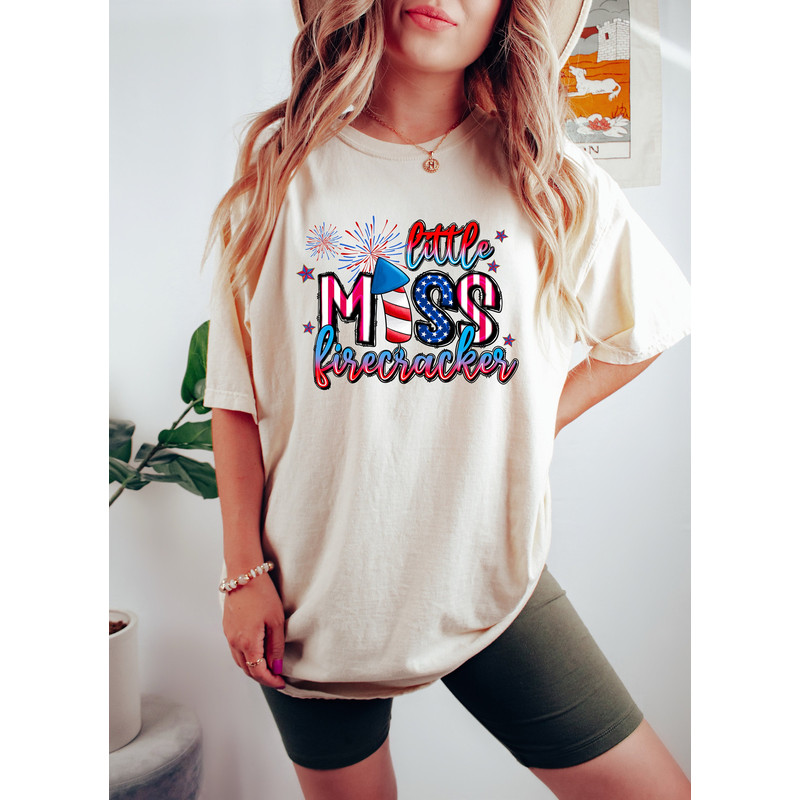 Little Miss Firecracker, 4th of July Firecracker Shirt, Fireworks Shirt, Happy 4th of July T-Shirt, Patriotic Sweatshirts, 4th of July Gifts - 1.jpg