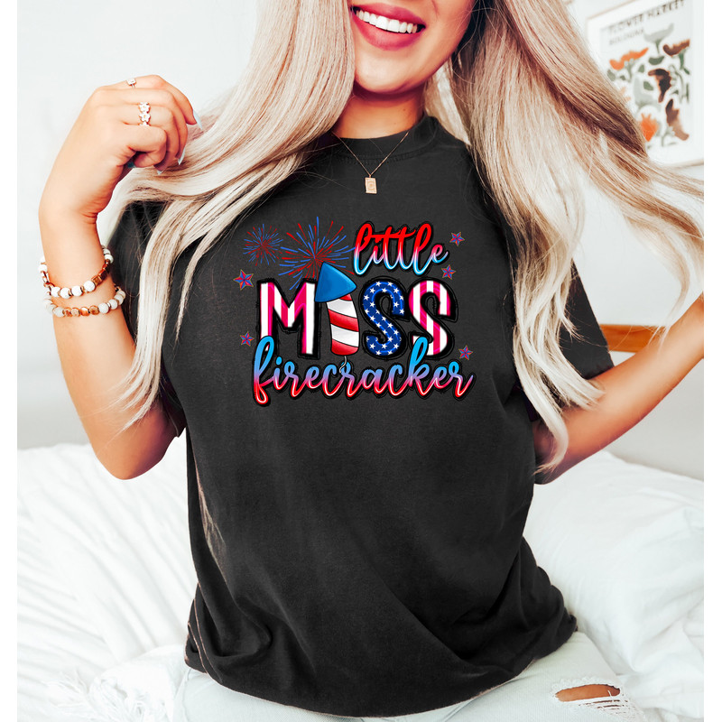 Little Miss Firecracker, 4th of July Firecracker Shirt, Fireworks Shirt, Happy 4th of July T-Shirt, Patriotic Sweatshirts, 4th of July Gifts - 3.jpg