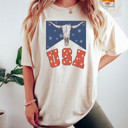 retro comfort usa shirt, longhorn bull head usa s