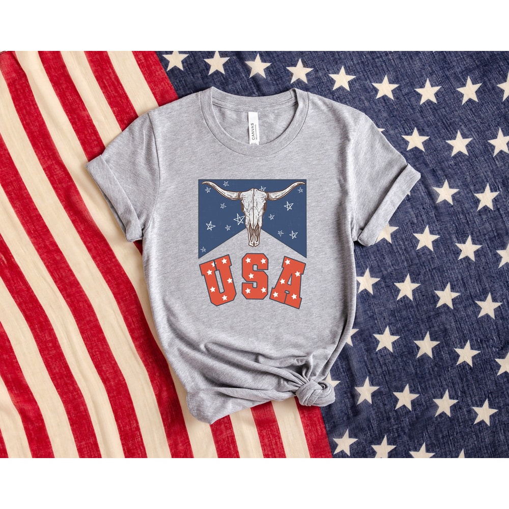 Retro Comfort USA Shirt, Longhorn Bull Head USA Shirt, Howdy 4th of July Tshirt, Country 4th of July, Happy 4th of July, Cowgirl 4th of July - 2.jpg