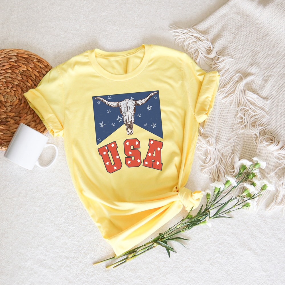 Retro Comfort USA Shirt, Longhorn Bull Head USA Shirt, Howdy 4th of July Tshirt, Country 4th of July, Happy 4th of July, Cowgirl 4th of July - 3.jpg