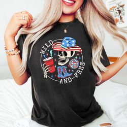 wild and free 4th of july shirt, howdy skeleton 4