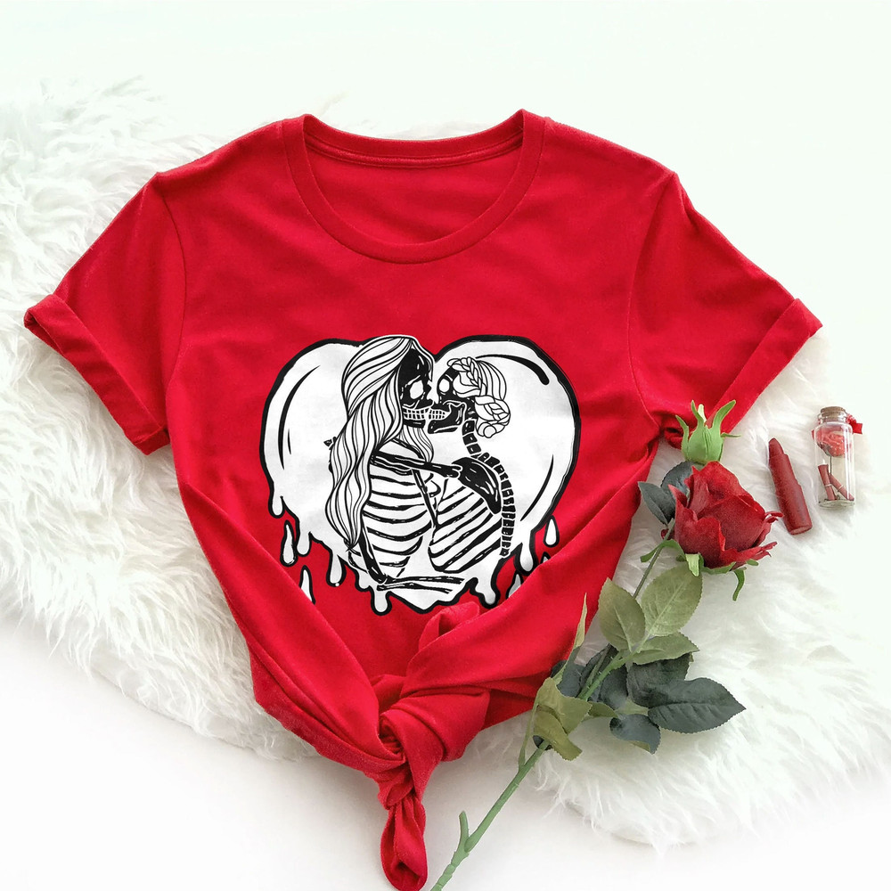 Aesthetic Skeleton Lesbian Couple Sweatshirt, Queer Love Apparel,Lesbian Bridal Party Outfit,Cute Gay Valentine Gift,Hugging Skeletons Shirt - 1.jpg
