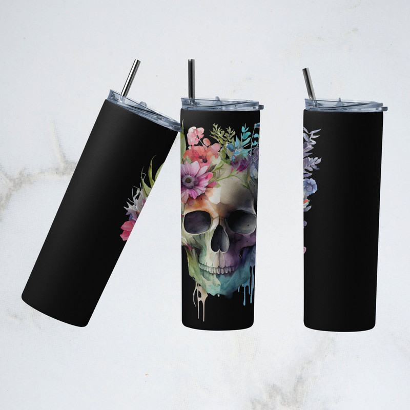 Skulls And Flower Tumbler, Skulls And Flower Skinny Tumbler, Skulls And Flower Fusion Tumbler.png