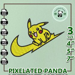 nike pikachu embroidery design file, pokemon anime embroidery design, machine embroidery design file, instant downl