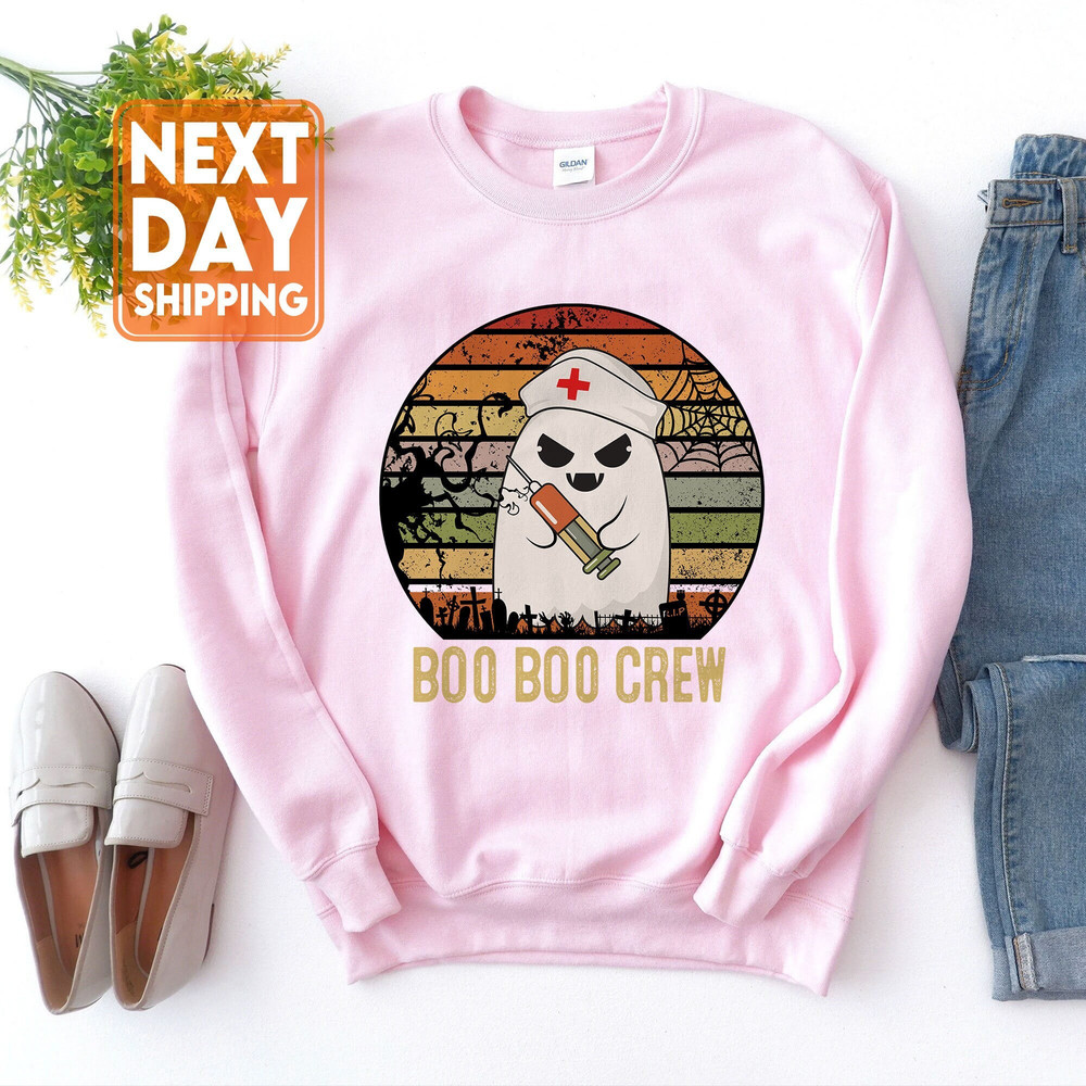Boo Boo Crew Nurse Shirt Funny Ghost Women Halloween Nurse T-Shirt, Spooky Vibe Sweatshirt, Fall Trendy Hoodie - 1.jpg