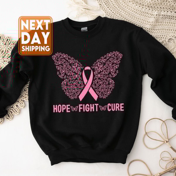 Breast Cancer Sweatshirt, Pink Ribbon Sweatshirt, Breast Cancer Awareness Sweatshirt,Hope Sweatshirt, Breast Cancer Fundraiser Sweatshirt - 1.jpg