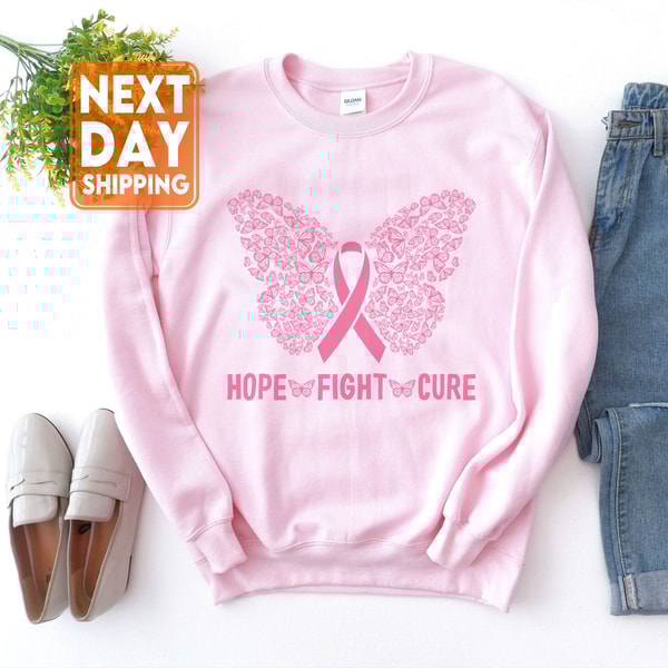 Breast Cancer Sweatshirt, Pink Ribbon Sweatshirt, Breast Cancer Awareness Sweatshirt,Hope Sweatshirt, Breast Cancer Fundraiser Sweatshirt - 3.jpg