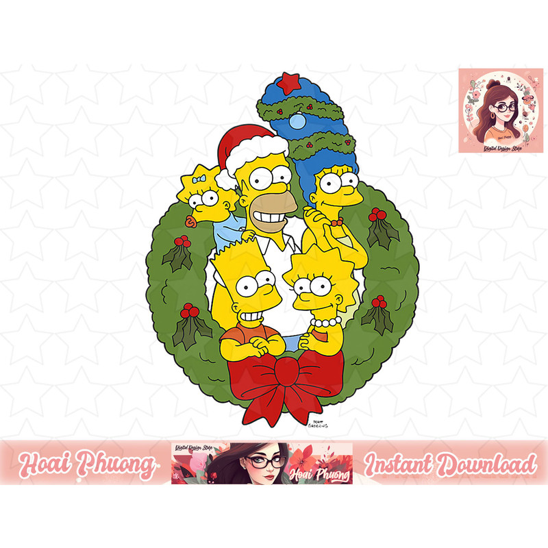 The Simpsons Christmas Wreath png, instant download.jpg