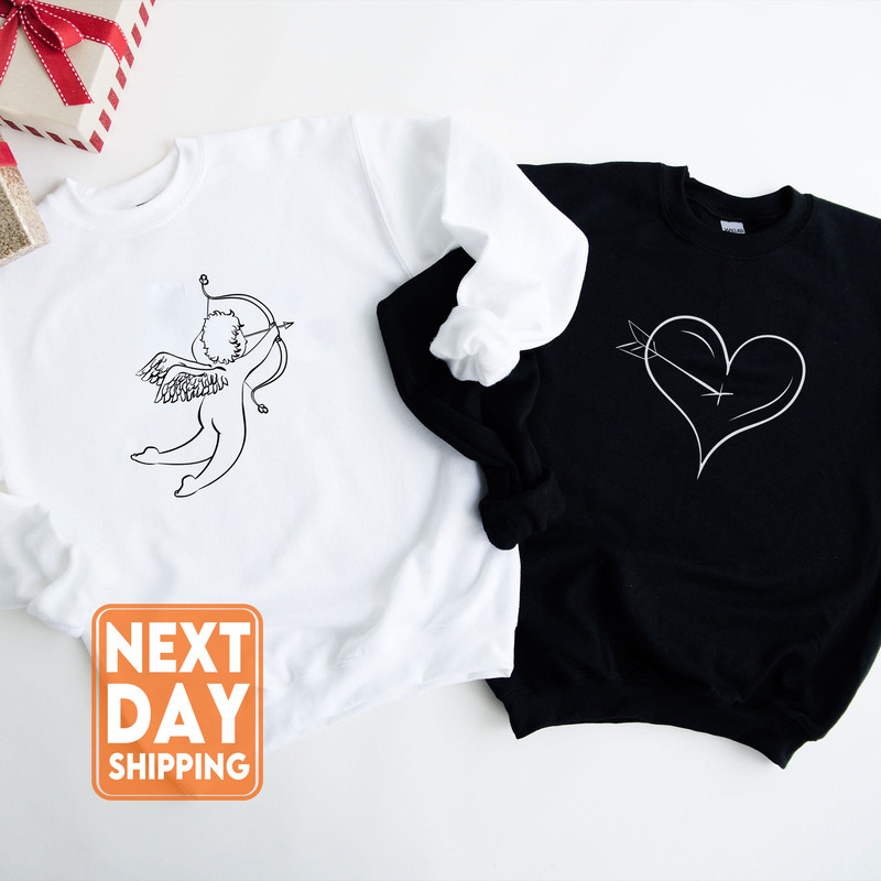 Couple Matching Sweatshirt, Arrow Heart Couple Shirt, Valentines Gift, Love Arrow Shirt, Valentines Day Shirt For Couple, Funny Couple Tee - 3.jpg