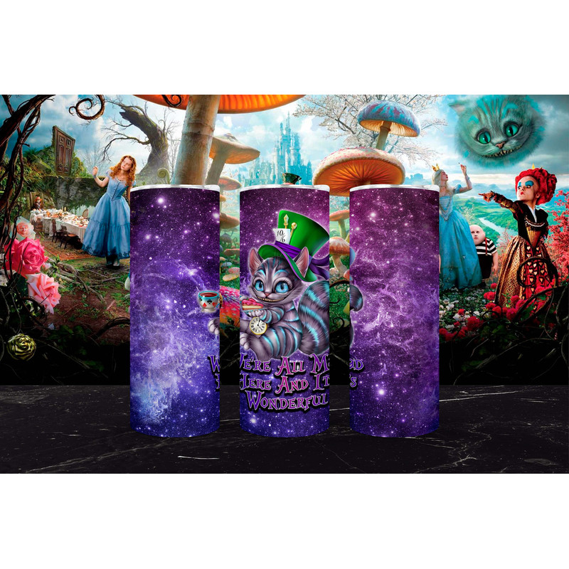 Alice In Wonderland Cheshire Cat Tumbler, Alice In Wonderland Cheshire Cat Skinny Tumbler, Cat Alice Tumbler.png