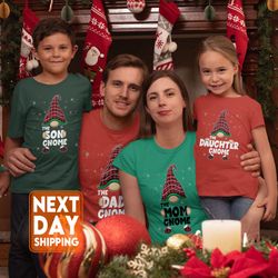 custom matching christmas family gnome sweatshirt, funny christmas holiday family tee