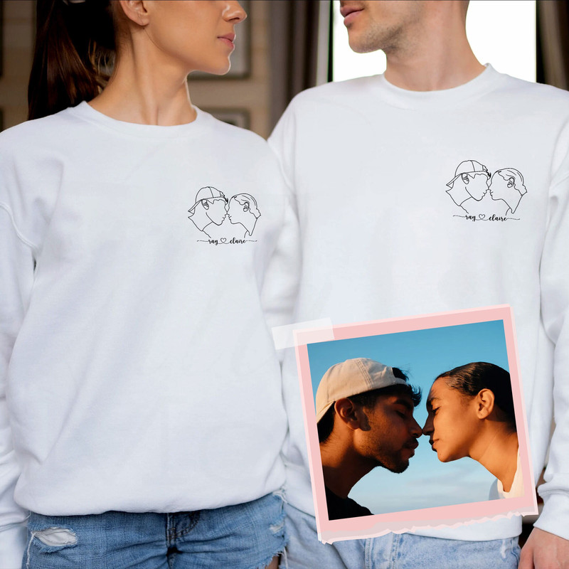 Custom Outline Photo Sweatshirt, Custom Portrait From Photo, Custom Portrait Sweats, Couple Hoodie,Valentines Day Sweats - 1.jpg