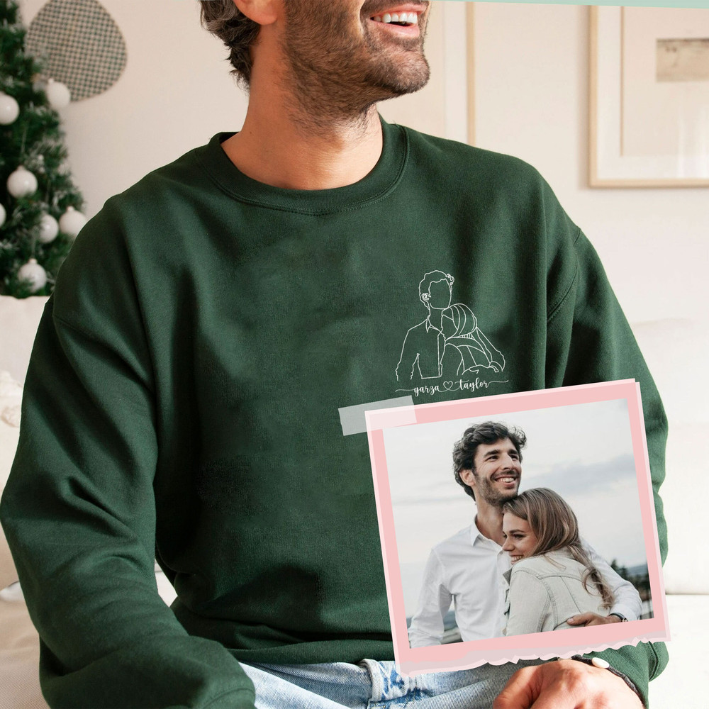 Custom Outline Photo Sweatshirt, Custom Portrait From Photo, Custom Portrait Sweats, Couple Hoodie,Valentines Day Sweats - 4.jpg