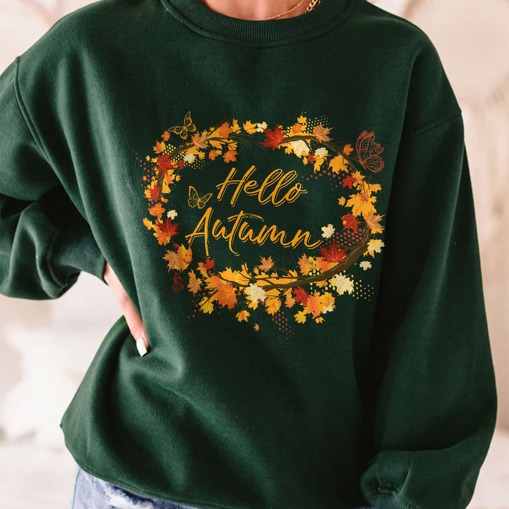 Cute Hello Autumn Season Thanksgiving and Fall Color Lovers Sweatshirt, Fall Vibes Hoodie, Peace Love Thanksgiving, Family Thanksgiving - 5.jpg