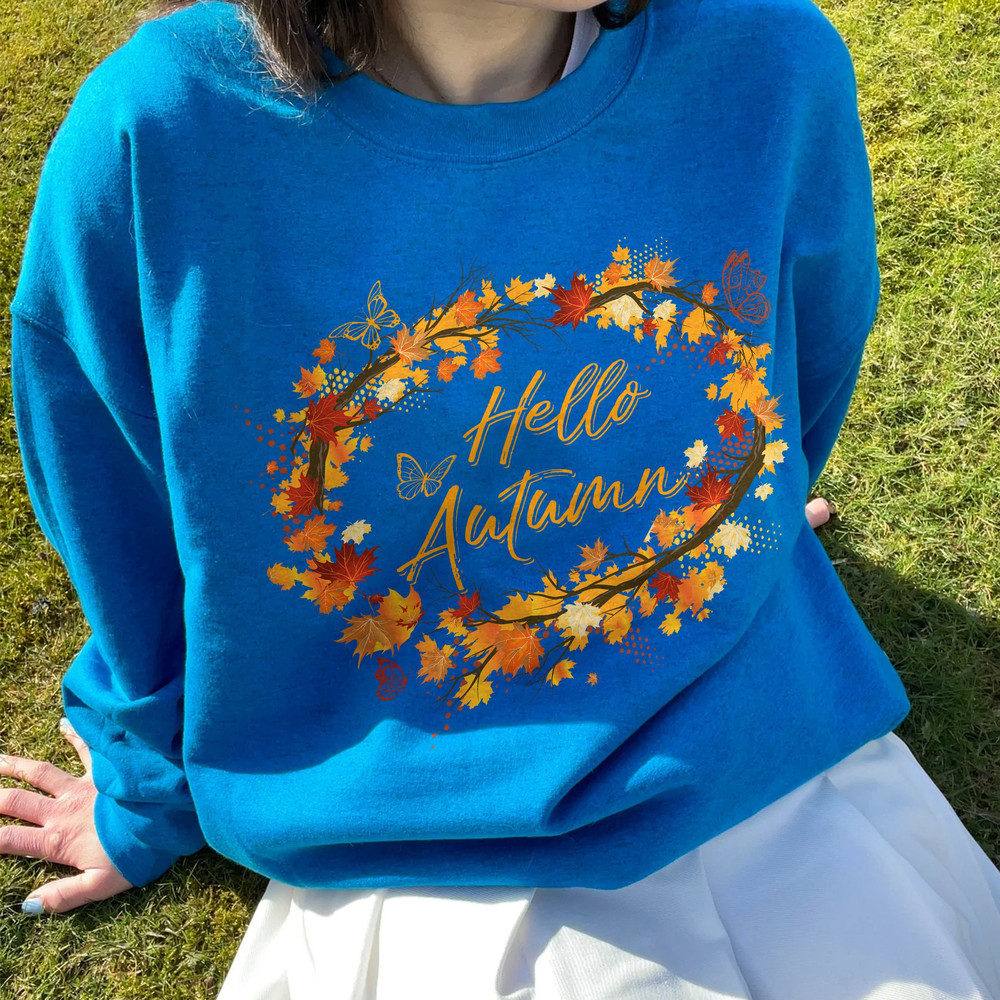 Cute Hello Autumn Season Thanksgiving and Fall Color Lovers Sweatshirt, Fall Vibes Hoodie, Peace Love Thanksgiving, Family Thanksgiving - 6.jpg