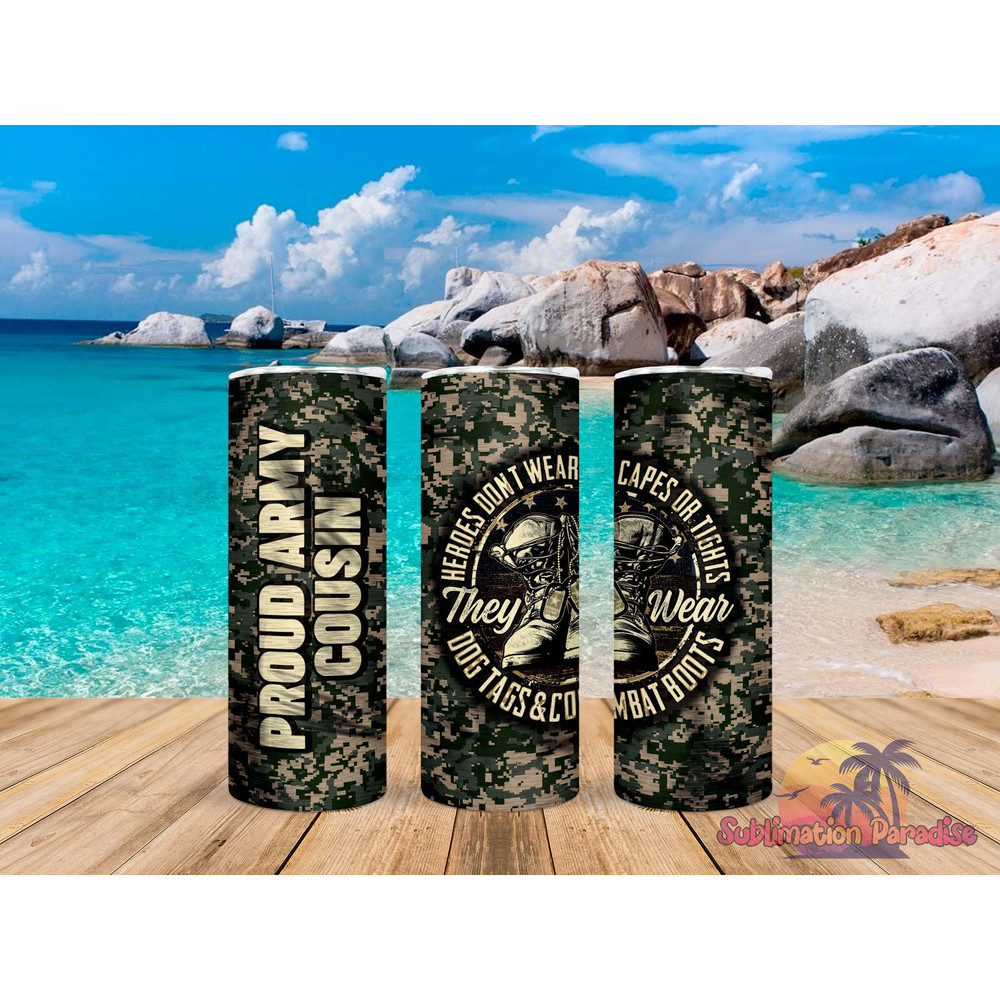 Proud Army Cousin Tumbler, Proud Army Cousin Skinny Tumbler.png
