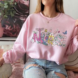 easter bunny nurse crewneck sweatshirt, cute nursing school shirt,funny easter hoodie