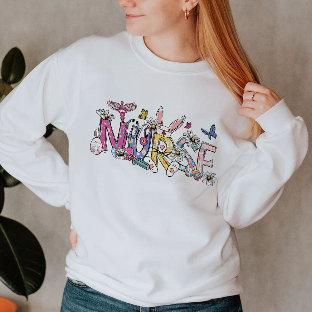 Easter Bunny Nurse Crewneck Sweatshirt, Cute Nursing School Shirt,Funny Easter Hoodie, Nursing School Tee,Gift For Easter,Womens Easter - 5.jpg