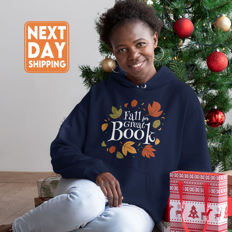 Fall For A Great Book Crewneck Sweatshirt, Librarian Gift, Book Nerd Gift For Women, Fall Book Club Shirt, Autumn Leaves Shirt - 3.jpg
