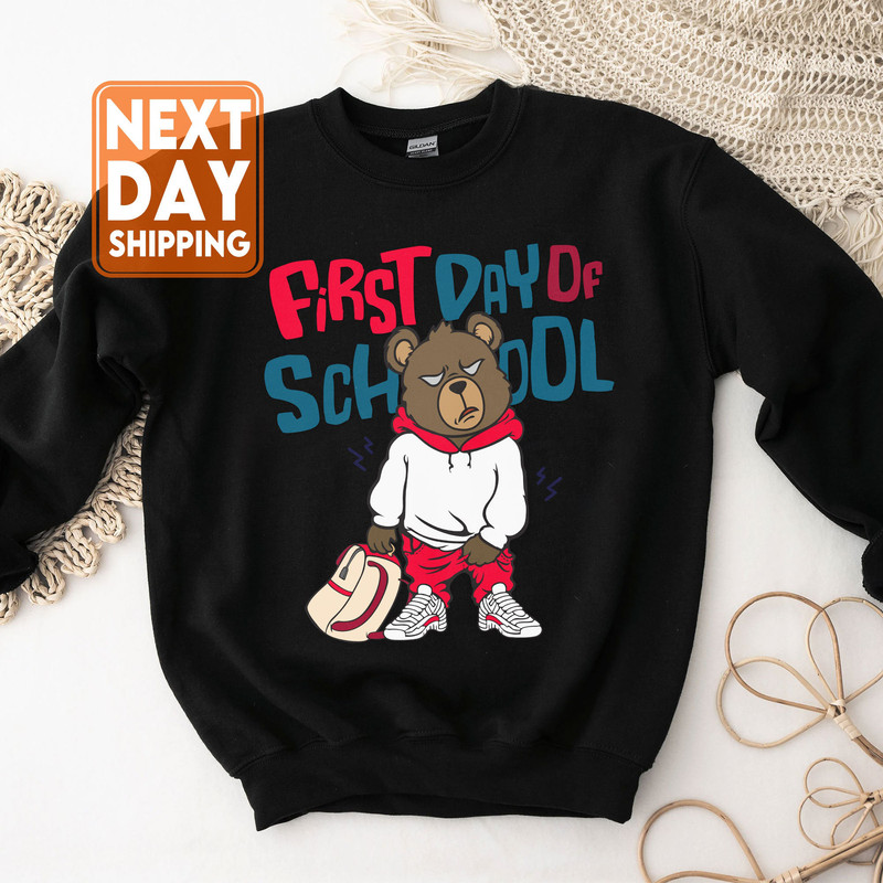 First Day Of School Sweatshirt, Bear Go To School Sweatshirt, Retro Hippie Shirt, Back To School Crewneck - 4.jpg