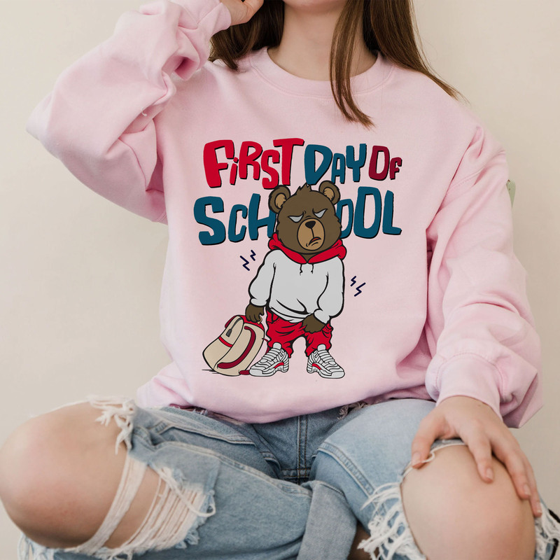 First Day Of School Sweatshirt, Bear Go To School Sweatshirt, Retro Hippie Shirt, Back To School Crewneck - 6.jpg