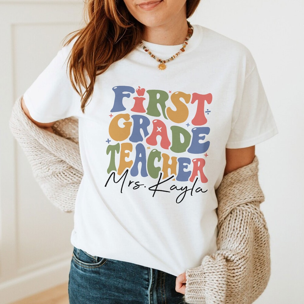 First Grade Teacher Custom Shirt, 1st Grade Teacher Custom Name Shirt, Peace Out First Grade, Custom Teacher Shirts,Back To School TShirt - 1.jpg