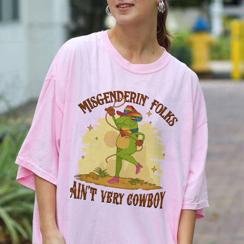 Funny Gay Shirts, Frog and Toad Say Gay Sweatshirt, Gay Pride T Shirt, Retro Cowboy Frog TShirt, Lgbt Rainbow T-Shirt, Misgenderin' Folks - 3.jpg