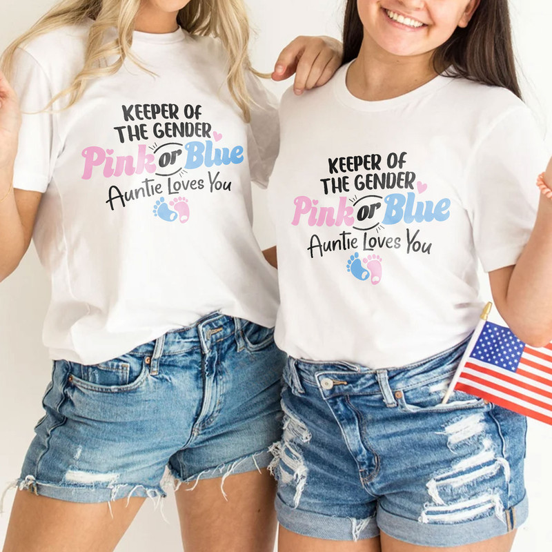 Gender Reveal Shirts, Keeper Of The Gender Shirt, Auntie Loves You, Team Boy Team Girl Baby Announcement Shirts, Keeper of the Gender Tee - 4.jpg