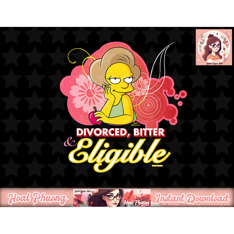 The Simpsons Edna Krabappel Divorced Bitter Eligible Retro png, instant download.jpg