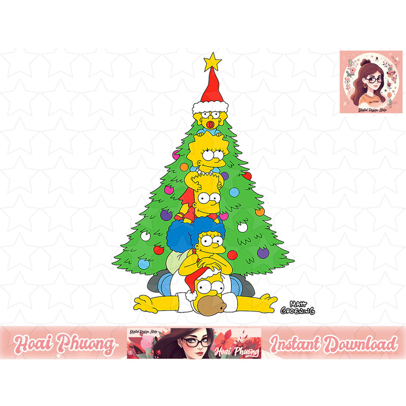 The Simpsons Family Christmas Tree Holiday png, instant download.jpg