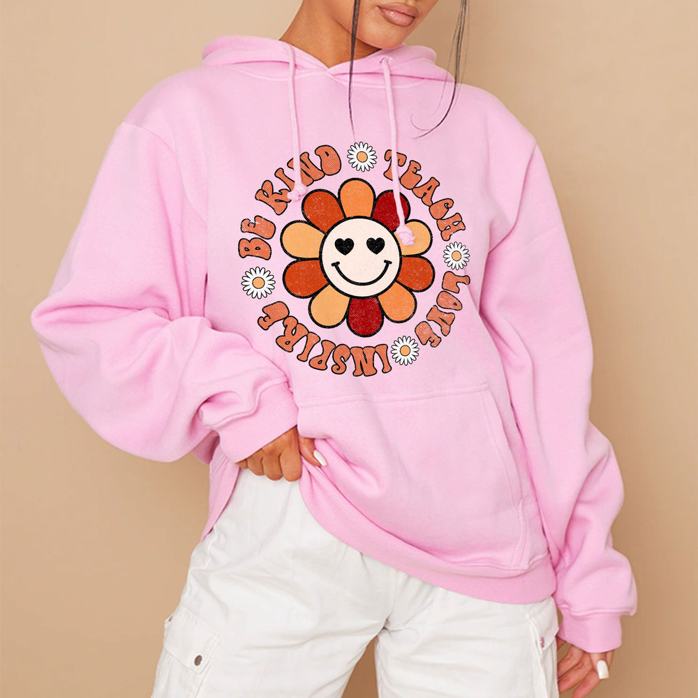 Groovy Hippy Teacher Be Kind Teach Love Inspire Elementary Sweatshirt, Teacher Day TShirt, Back To School Hoodie - 4.jpg