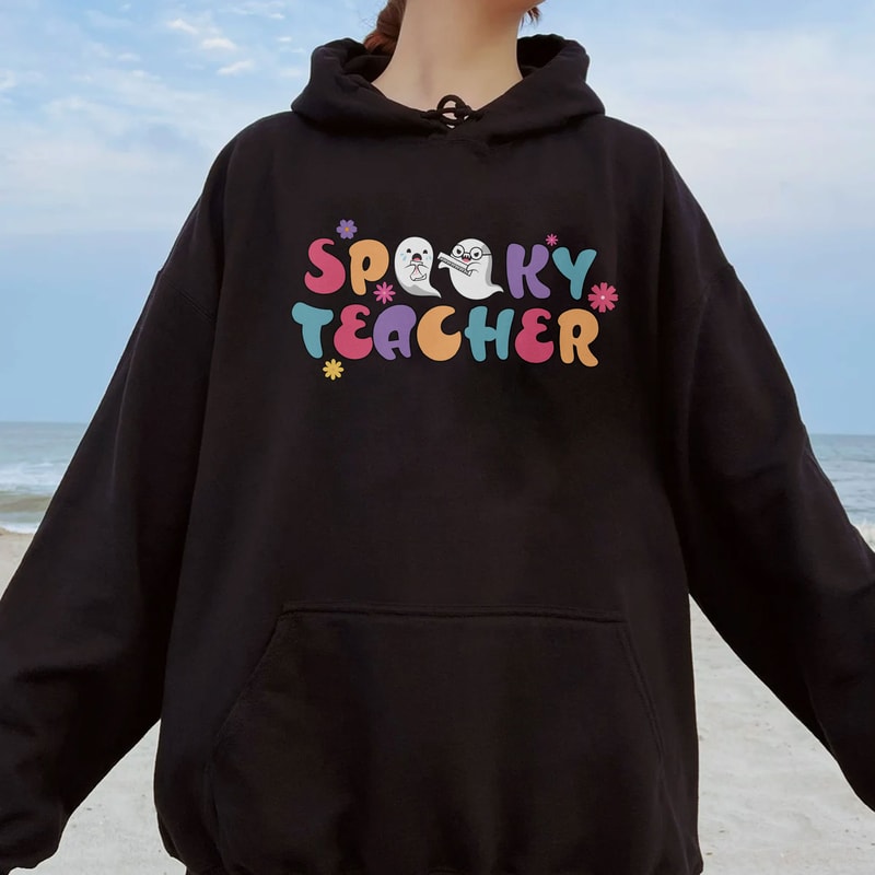 Halloween Sweatshirts, Spooky Teacher Shirt, Teacher Hoodie, Teacher Halloween Shirts, Retro Halloween Teacher, Kindergarten Teacher Tee - 4.jpg