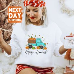 happy harvest season crewneck sweatshirt, fall season shirt, thanksgiving shirt, happ