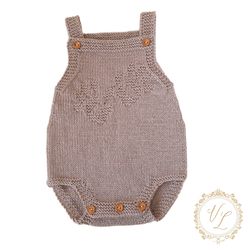Baby Romper Knitting Pattern | PDF Knitting Pattern | Baby Onesie Pattern | 1-12 months | V58