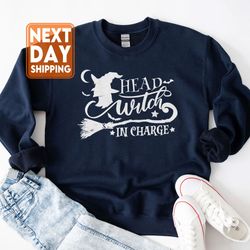 head witch in charge halloween sweatshirt, witch shirt, spooky witch, happy halloween