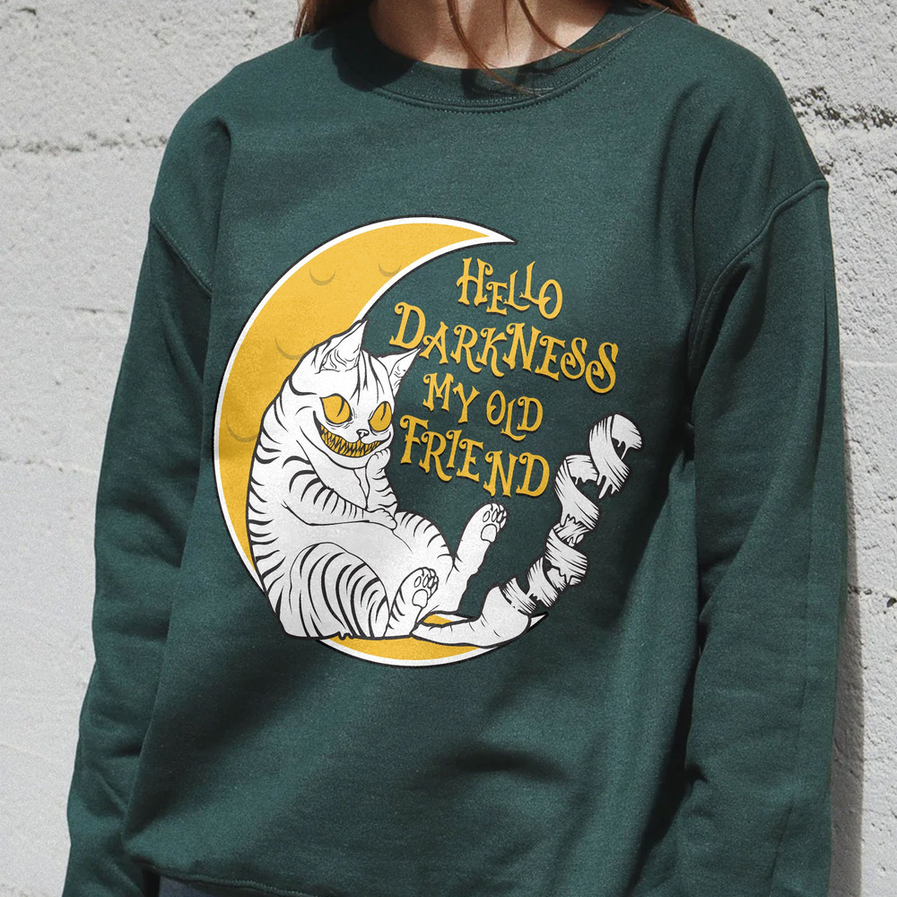 Hello Darkness My Old Friend Halloween Shirt-Comfort Colors Sweatshirt - Halloween Hoodie Black Cat Pumpkin Spooky Season - 5.jpg