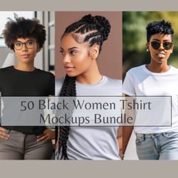 black women mockup bundle, african american women t-shirt mock ups, black, white, yellow, red, pink, blue shirt lifesty