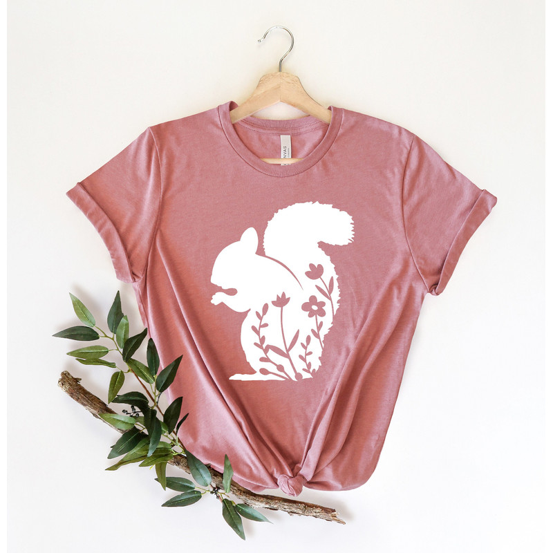 Floral Squirrel Shirt, Squirrel Tee, Cute Squirrel Shirt, Girl Squirrel Tee, Women's Squirrel Shirt, Squirrel Themed Party Tee - 5.jpg