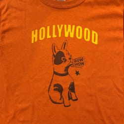 hollywood california cute puppy dog screen printed t shirt in men's women's and kids sizes bulldog terrier mutt pug
