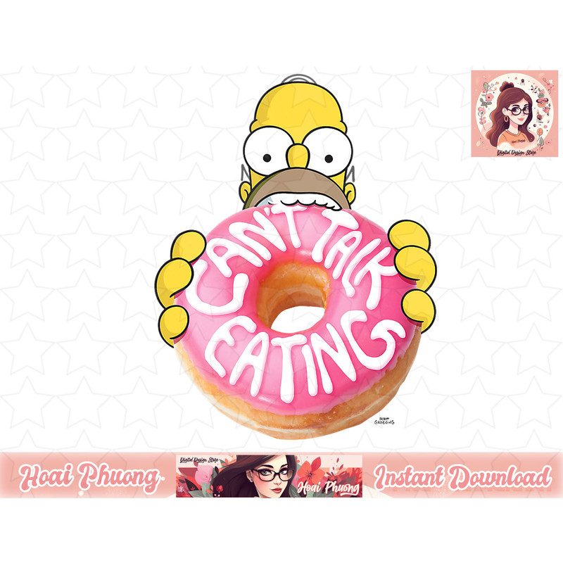 The Simpsons Homer Can t Talk Eating Donut png, instant download.jpg