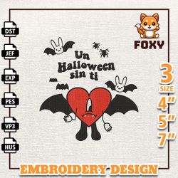 halloween bad bunny embroidery design, bad bunny embroidery file, gift for bad bunny fans, bad bunny, instant download